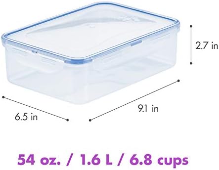 Капак за съхранение на храна Лесна Essentials LocknLock / Херметични контейнери, Без бисфенол А, Правоъгълни - 186 грама -за брашно и захар, Прозрачни