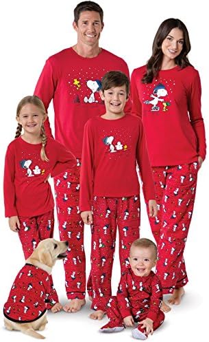 Комплекти за семейни пижам PajamaGram В тон - Снупи Pajamas, Червен