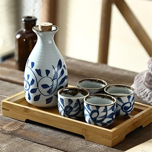 MJWDP Керамични съдове за вино в японски стил, съдове за вино Izakaya, Чаша за бяло вино (Цвят: синьо размер: 1 комплект)