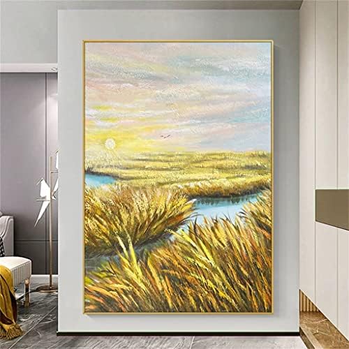 LIRUXUN Голям е Размерът на Ръчно Рисувани Златен Платно с маслени Бои Картина в стил Арт Деко на стената на Хола (Цвят: D, Размер: 70x100 см, Без рамка)