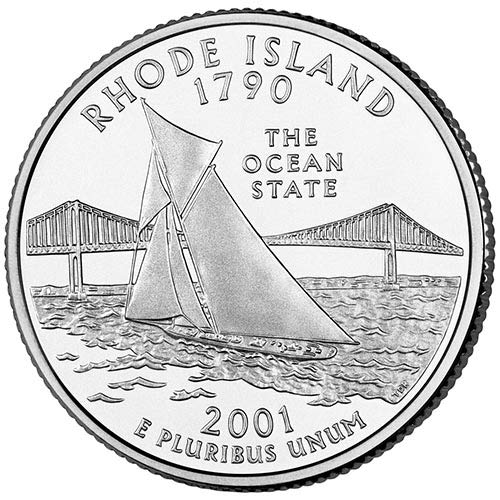 Сребърен пруф 2001 г., Избор тримесечие на щата Роуд Айлънд, Не Обращающийся Монетен двор на САЩ