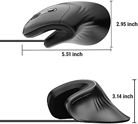 YOCUNKER USB Жичен вертикална мишката L размери за унисекс, Ергономични Оптична мишка с 6 Бутона 3200 dpi за дясната ръка, намаляват натоварването на китката, Съвместима с MacBook/PC/лаптоп/настолен компютър / Windows
