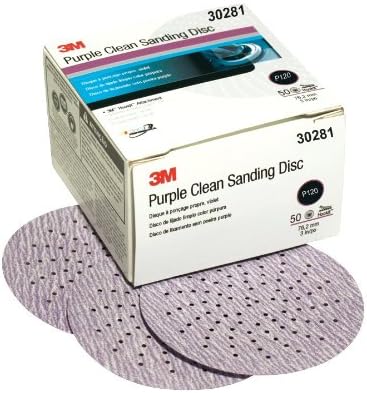 Шлайфане диск 3M 30281 Hookit Purple 3 P120 за очистване от песъчинки (опаковка от 4 броя)