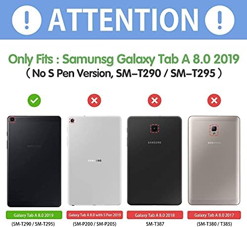 Калъф Elepower Samsung Galaxy Tab A 8,0 2019, Тънък калъф-портфейл от Изкуствена кожа Премиум-клас с панти поставка и държач за карти, устойчив на удари калъф за 8,0-инчов таблет Galaxy Tab A SM-T290/T295/T297, Розов