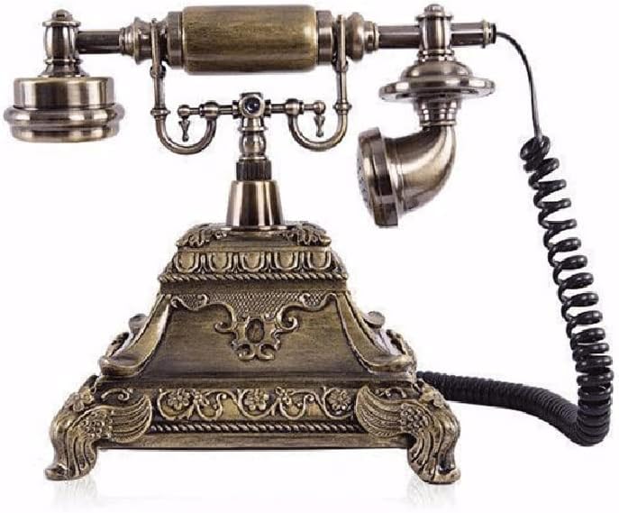 SDFGH Стационарен Телефон в Ретро стил от естествена смола, Старомоден Телефон с кнопочным набор от номера, id На обаждащия се, Говорител, Двойна система FSK / DTMF, Осветление