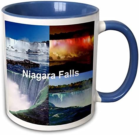 3dRose Niagara Falls Колаж -Оцветен синя чаша, 1 брой (опаковка от 1), Боядисана
