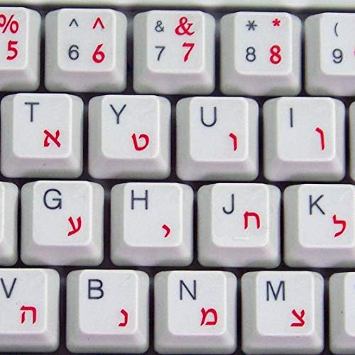 Етикети за клавиатура на иврит 4Keyboard с ЧЕРВЕН Надпис ВЪРХУ Прозрачен фон