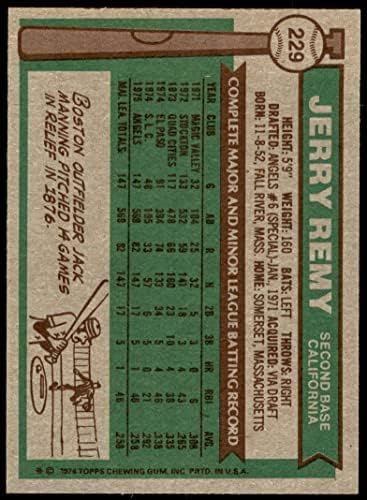 1976 Topps # 229 Джери Реми Лос Анджелис Энджелз (Бейзболна картичка) EX/MT Angels