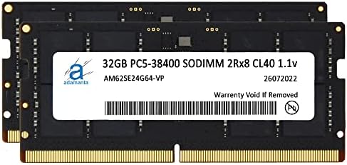 Adamanta 64 GB (2x32 GB) Съвместима с ASUS TUF Gaming F15 FX507 DDR5 4800 Mhz PC5-38400 sodimm памет 2Rx8 CL40 1.1 v 262 Пин Лаптоп Актуализация на модул памет Лаптоп Ram памет