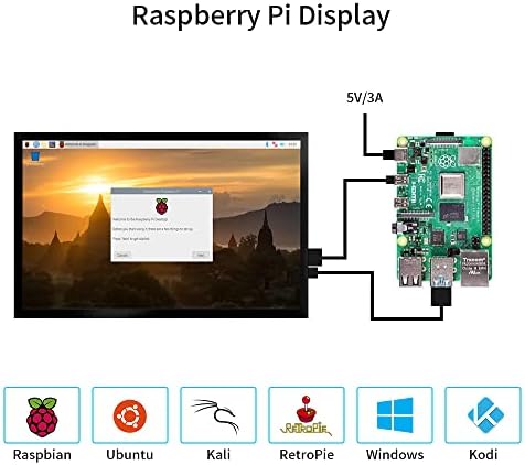 10-Инчов IPS Преносим монитор, 1024 × 600 HDMI Монитор с умен калъф за Raspberry Pi/Лаптоп/PC/Switch / Xbox/PS4