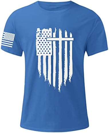 Bmisegm Летни Мъжки Тениски с Флага на Деня на Независимостта, Ежедневни Мека и Удобна Малка Риза с Дълъг Ръкав за Мъже