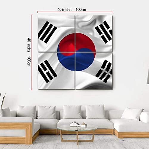 ERGO PLUS Стенно изкуство с Развевающимся Флага на Южна Корея Страхотна Растянутая картина, Готова да бъде обесен за дома - Идеално за стените на галерията в Хола